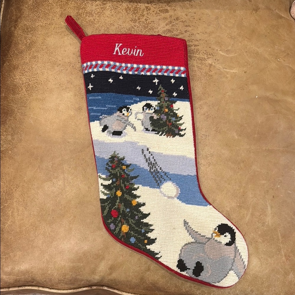 Holiday Penguin Christmas Stocking
